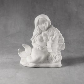 Ceramic Bisque Mermaid w/ Seahorse Ceramic Bisque Mermaid w/ Seahorse